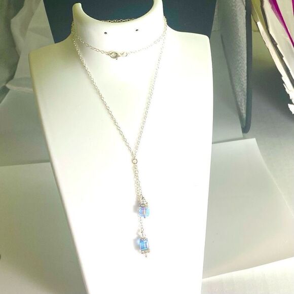 AIC# Sterling & Ice Blue Crystal Necklace